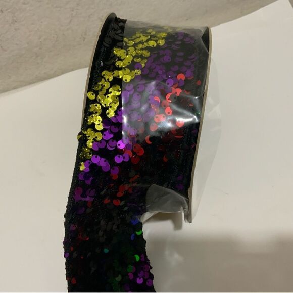 New 2 rolls D. Stevens Sequined Ribbon, 2.5"W x 10 Yards Retail $188 - Picture 6 of 12